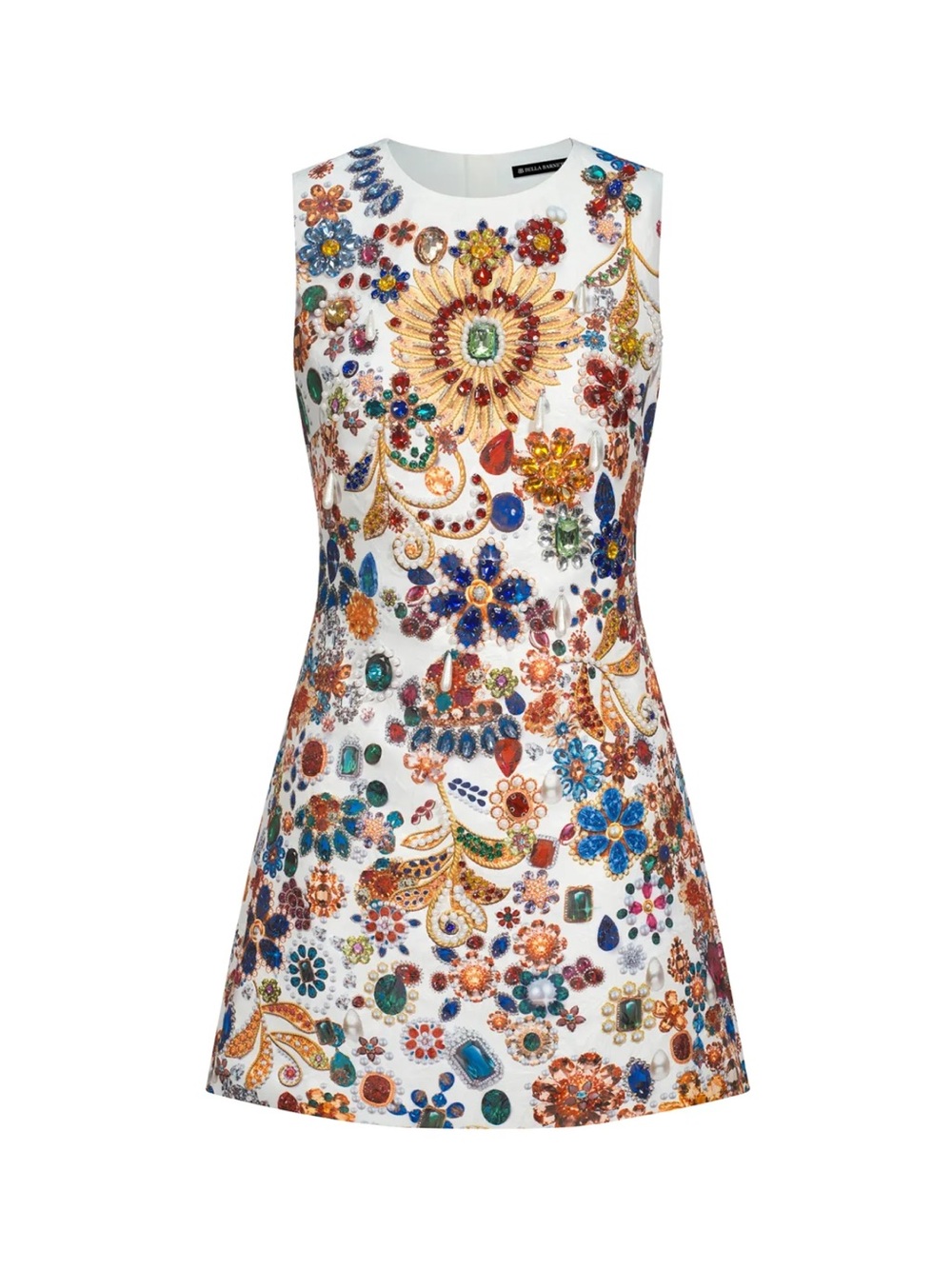 White Jewel-Embellished Mini Dress -SIZE XL